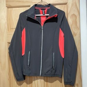 Grey & Coral light weight zip up workout jacket
